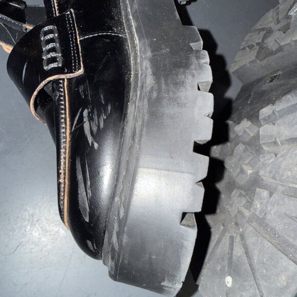 Steve Madden Rogue Black Ankle Bootie Women's 7.5 Platform Biker Buckle Up - Picture 9 of 16